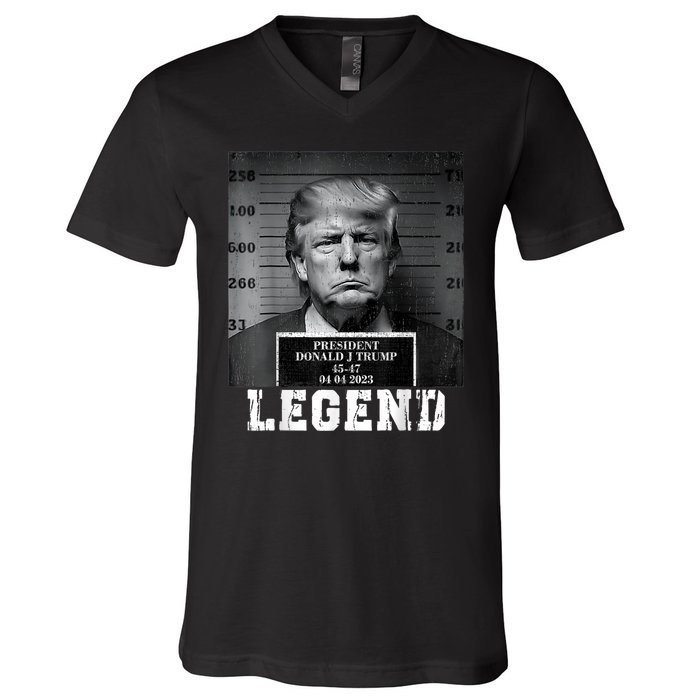 Trump 2024 Mugshot President Legend V-Neck T-Shirt