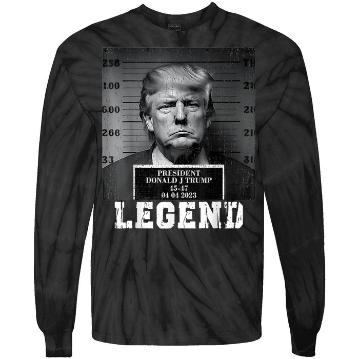 Trump 2024 Mugshot President Legend Tie-Dye Long Sleeve Shirt