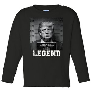 Trump 2024 Mugshot President Legend Toddler Long Sleeve Shirt