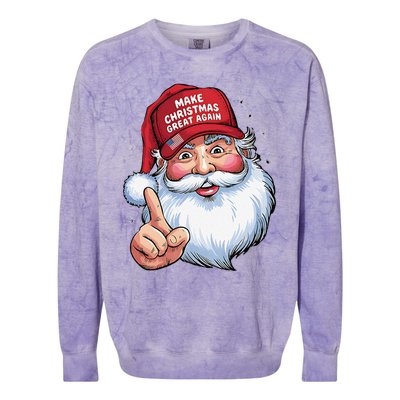 Trump 2024 Make Christmas Great Again Funny Santa Colorblast Crewneck Sweatshirt