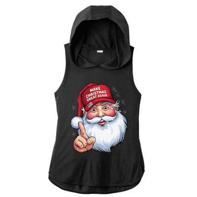 Trump 2024 Make Christmas Great Again Funny Santa Ladies PosiCharge Tri-Blend Wicking Draft Hoodie Tank