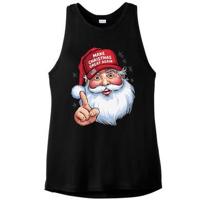 Trump 2024 Make Christmas Great Again Funny Santa Ladies PosiCharge Tri-Blend Wicking Tank