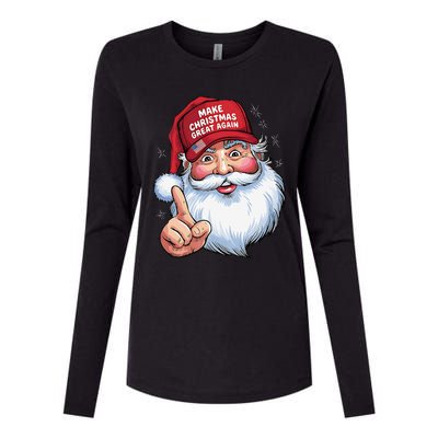 Trump 2024 Make Christmas Great Again Funny Santa Womens Cotton Relaxed Long Sleeve T-Shirt