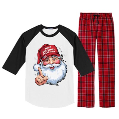 Trump 2024 Make Christmas Great Again Funny Santa Raglan Sleeve Pajama Set