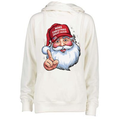 Trump 2024 Make Christmas Great Again Funny Santa Womens Funnel Neck Pullover Hood