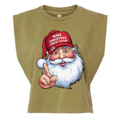 Trump 2024 Make Christmas Great Again Funny Santa Garment-Dyed Women's Muscle Tee