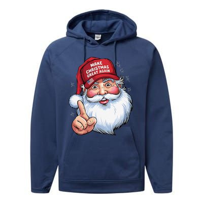 Trump 2024 Make Christmas Great Again Funny Santa Performance Fleece Hoodie