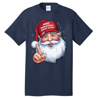 Trump 2024 Make Christmas Great Again Funny Santa Tall T-Shirt