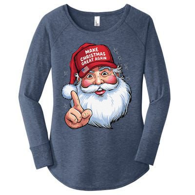 Trump 2024 Make Christmas Great Again Funny Santa Women's Perfect Tri Tunic Long Sleeve Shirt