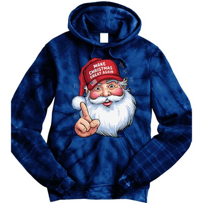 Trump 2024 Make Christmas Great Again Funny Santa Tie Dye Hoodie