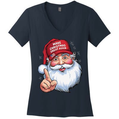 Trump 2024 Make Christmas Great Again Funny Santa Women's V-Neck T-Shirt