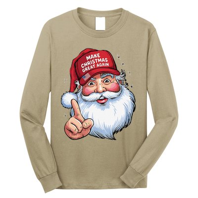 Trump 2024 Make Christmas Great Again Funny Santa Long Sleeve Shirt