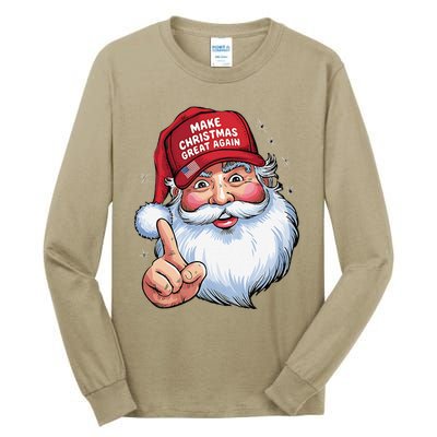 Trump 2024 Make Christmas Great Again Funny Santa Tall Long Sleeve T-Shirt