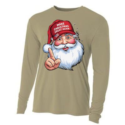 Trump 2024 Make Christmas Great Again Funny Santa Cooling Performance Long Sleeve Crew