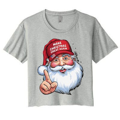 Trump 2024 Make Christmas Great Again Funny Santa Women's Crop Top Tee