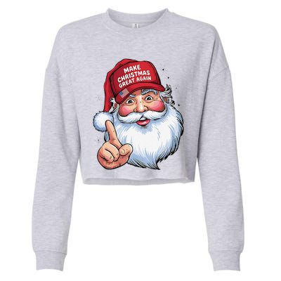 Trump 2024 Make Christmas Great Again Funny Santa Cropped Pullover Crew