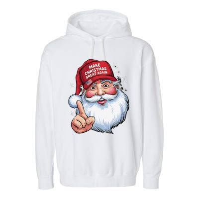 Trump 2024 Make Christmas Great Again Funny Santa Garment-Dyed Fleece Hoodie