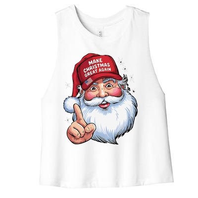 Trump 2024 Make Christmas Great Again Funny Santa Women's Racerback Cropped Tank