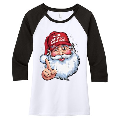 Trump 2024 Make Christmas Great Again Funny Santa Women's Tri-Blend 3/4-Sleeve Raglan Shirt