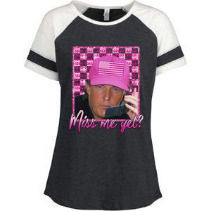 Trump 2024 Miss Me Yet Pink Funny Design Enza Ladies Jersey Colorblock Tee