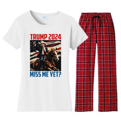 Trump 2024 Miss Me Yet 4th Of July America Independence Day Women's Flannel Pajama Set