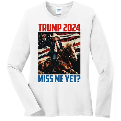 Trump 2024 Miss Me Yet 4th Of July America Independence Day Ladies Long Sleeve Shirt