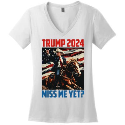 Trump 2024 Miss Me Yet 4th Of July America Independence Day Women's V-Neck T-Shirt