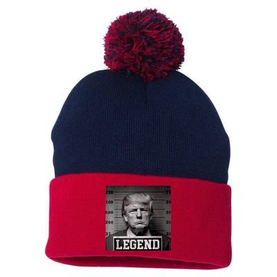 Trump 2024 Mugshot President Legend Pom Pom 12in Knit Beanie