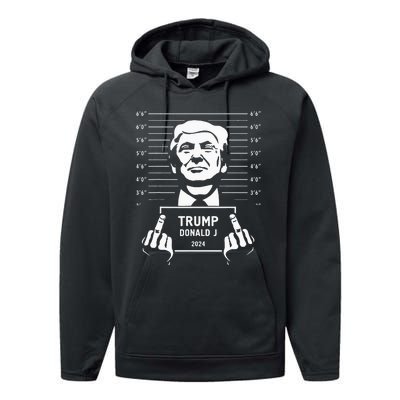 Trump 2024 Mugshot Style Poster Performance Fleece Hoodie