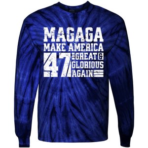 Trump 2024 MAGAGA Shirt Magaga Make America Great And Glorious Again 47 Tie-Dye Long Sleeve Shirt