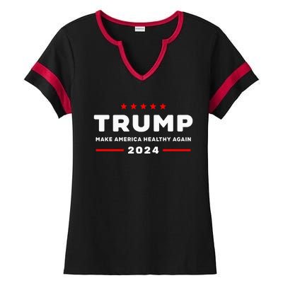 Trump 2024 Make America Healthy Again Ladies Halftime Notch Neck Tee