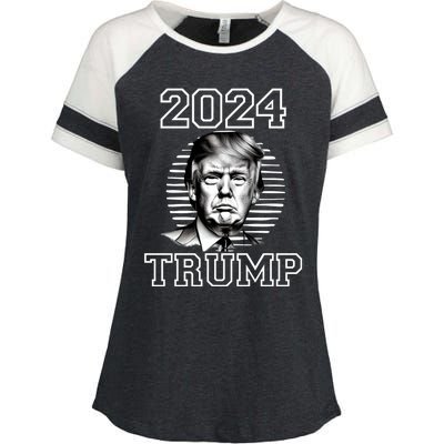 Trump 2024: MAGA Patriot Reelect Keep America Great! Enza Ladies Jersey Colorblock Tee