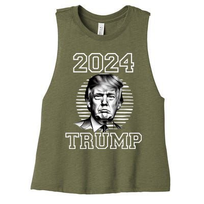 Trump 2024: MAGA Patriot Reelect Keep America Great! Women's Racerback Cropped Tank