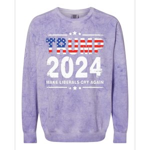 Trump 2024 Make Liberals Cry Again Colorblast Crewneck Sweatshirt