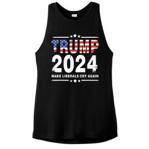 Trump 2024 Make Liberals Cry Again Ladies PosiCharge Tri-Blend Wicking Tank