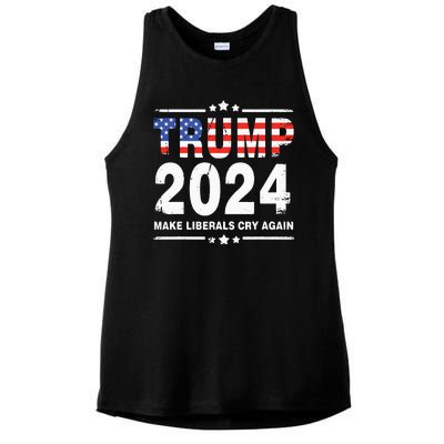 Trump 2024 Make Liberals Cry Again Ladies PosiCharge Tri-Blend Wicking Tank