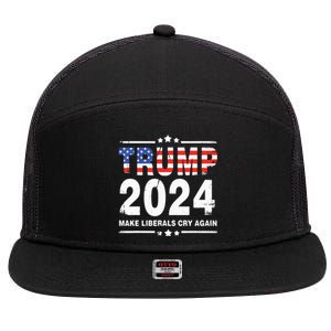 Trump 2024 Make Liberals Cry Again 7 Panel Mesh Trucker Snapback Hat