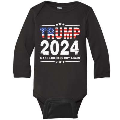 Trump 2024 Make Liberals Cry Again Baby Long Sleeve Bodysuit