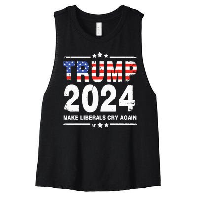 Trump 2024 Make Liberals Cry Again Women's Racerback Cropped Tank