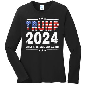 Trump 2024 Make Liberals Cry Again Ladies Long Sleeve Shirt