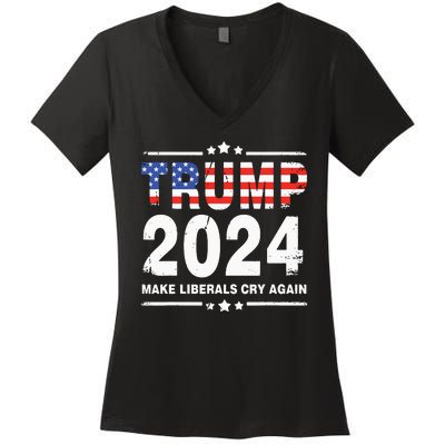 Trump 2024 Make Liberals Cry Again Women's V-Neck T-Shirt