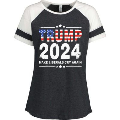 Trump 2024 Make Liberals Cry Again Enza Ladies Jersey Colorblock Tee