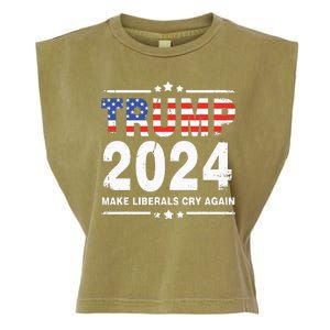 Trump 2024 Make Liberals Cry Again Garment-Dyed Women's Muscle Tee