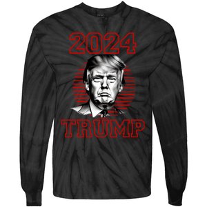 Trump 2024: MAGA Patriot Reelect Keep America Great! Tie-Dye Long Sleeve Shirt