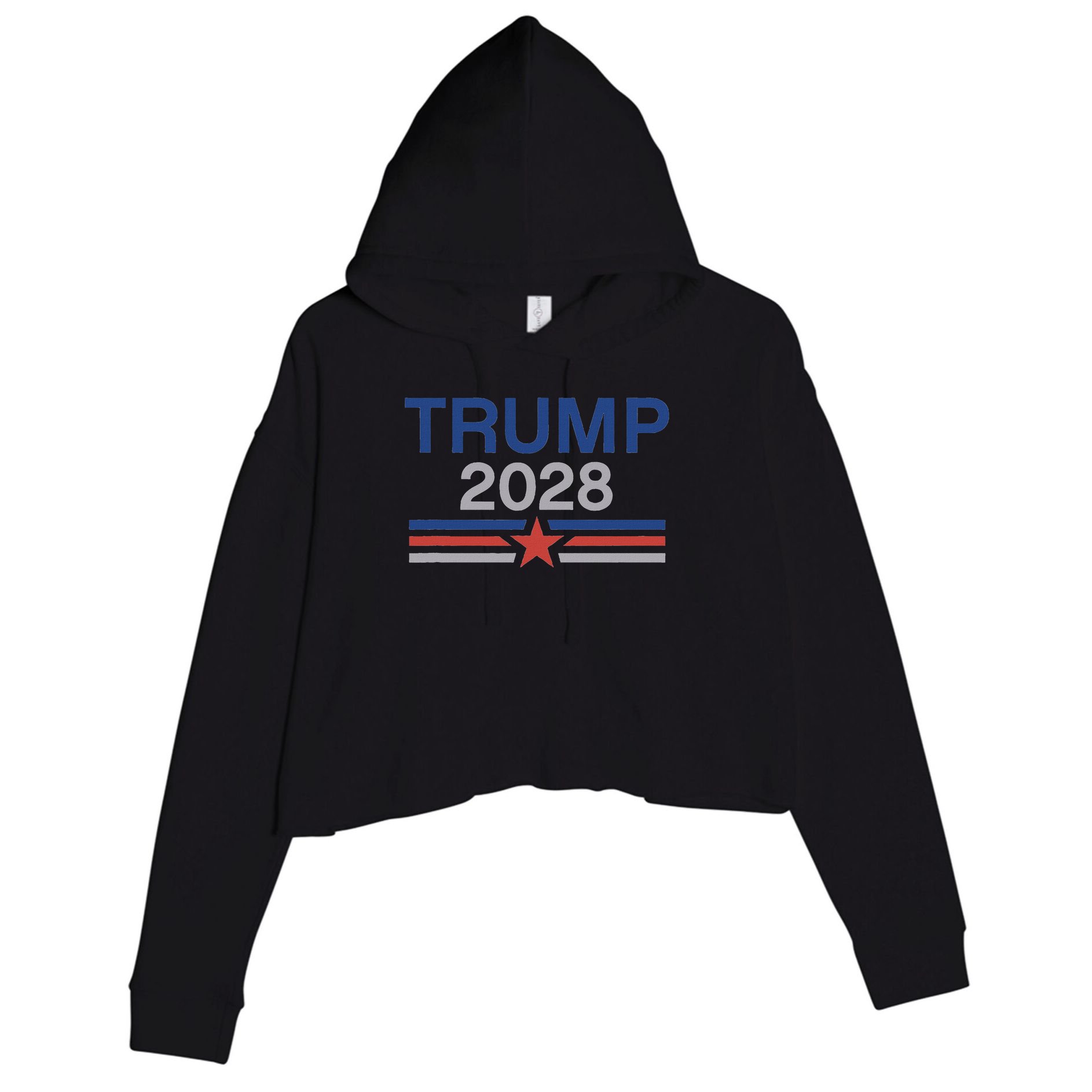 Trump 2028 Minimalist Retro Patriotic Trump Inauguration Crop Fleece Hoodie