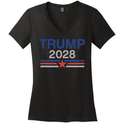 Trump 2028 Minimalist Retro Patriotic Trump Inauguration Women's V-Neck T-Shirt