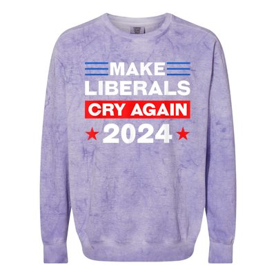 Trump 2024 Make Liberals Cry Again Trump American Colorblast Crewneck Sweatshirt