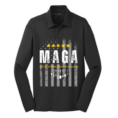 Trump 2024 Maga Maybe Afford Groceries Again Silk Touch Performance Long Sleeve Polo