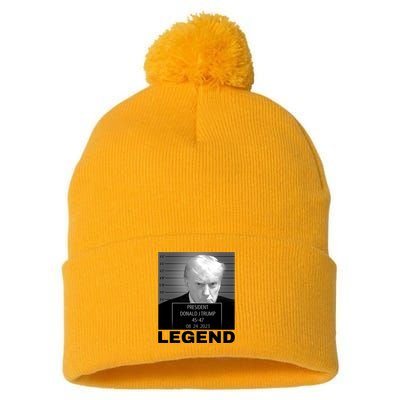 Trump 2024 Mugshot President legend Pom Pom 12in Knit Beanie