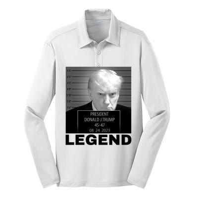 Trump 2024 Mugshot President legend Silk Touch Performance Long Sleeve Polo